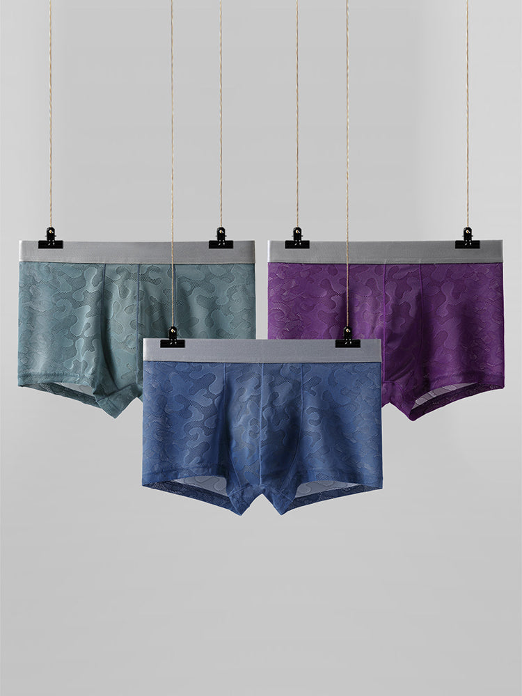 3 Pack Men's Graphene Anti-Bacterial Hollow Lace Ultra-Thin Trunks