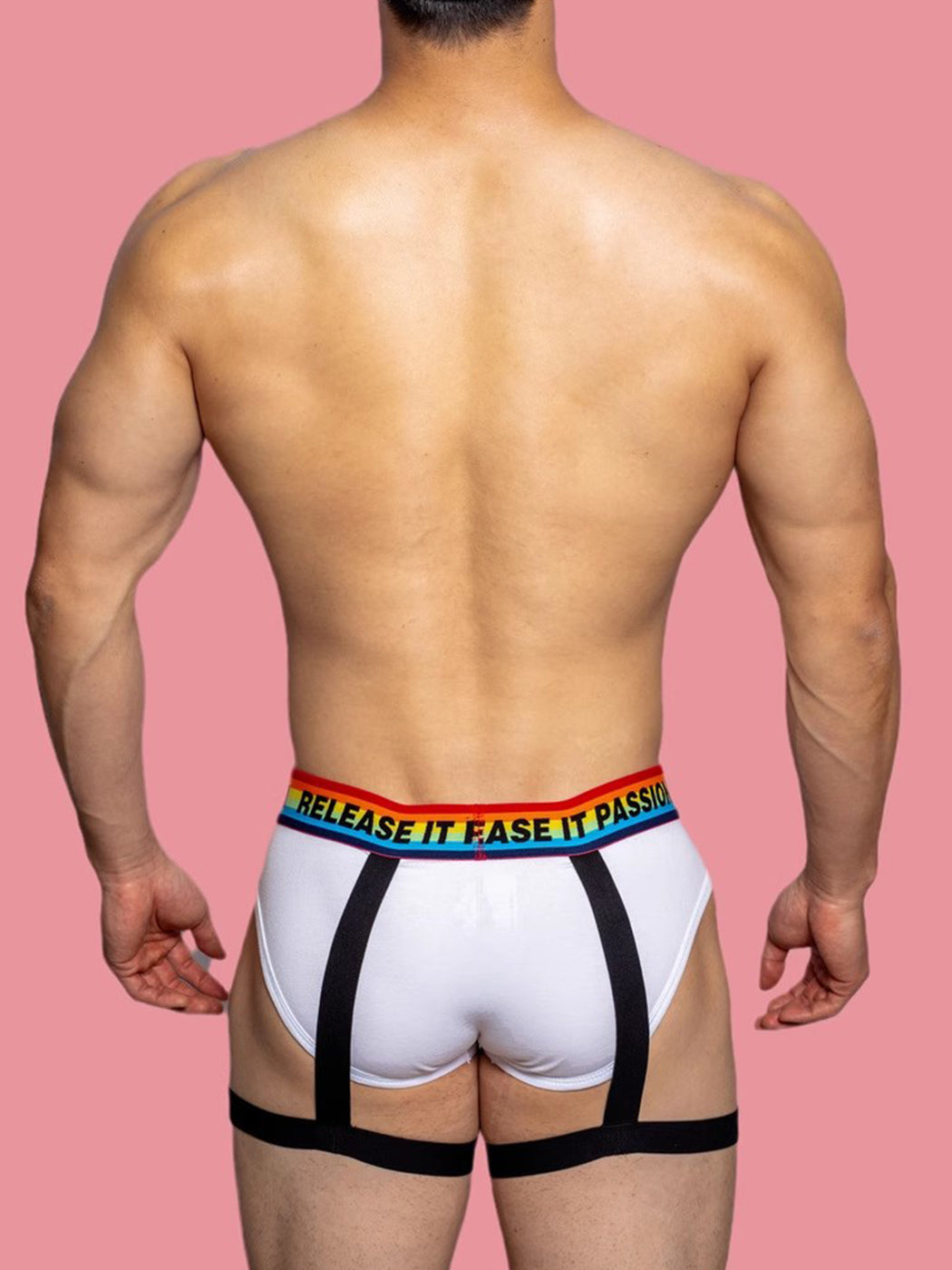 2 Pack Men's Rainbow Solid Color Suspender Briefs