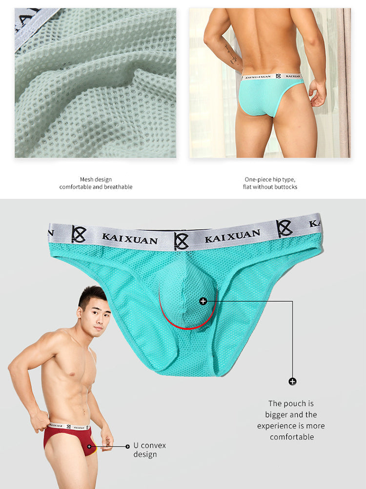 3 Pack Men's Soft Skin-Friendly Ice Silk Thin Low-Rise Briefs