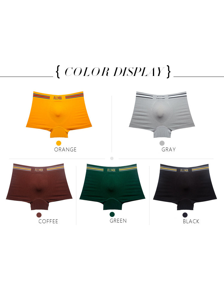 3 Pack ALLMIX Men's Sexy Striped Seamless Low Waist Boxers Briefs