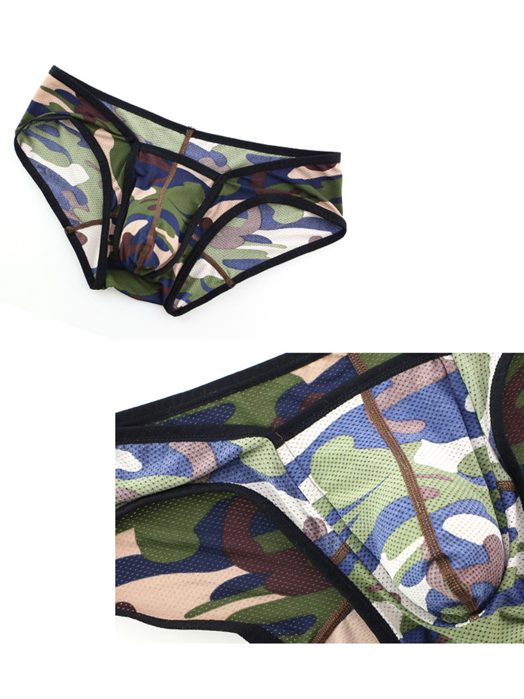 Men's Sexy Camo Print Mesh Bikini