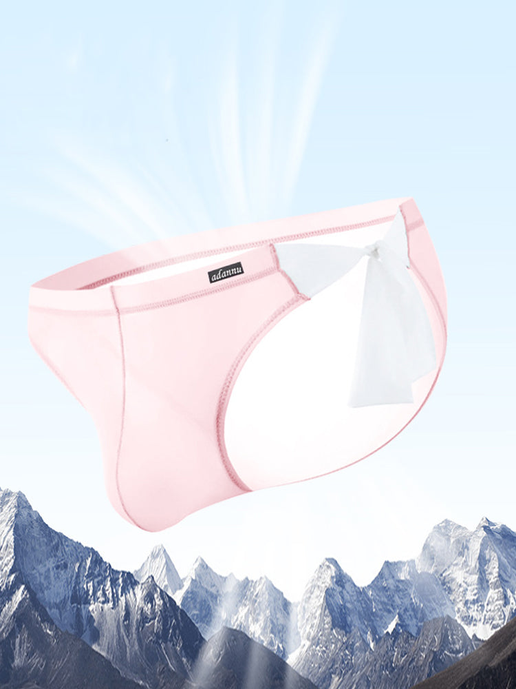 2 Pack Men's Nylon Ultra-Thin Breathable Semi-Transparent Sexy Briefs