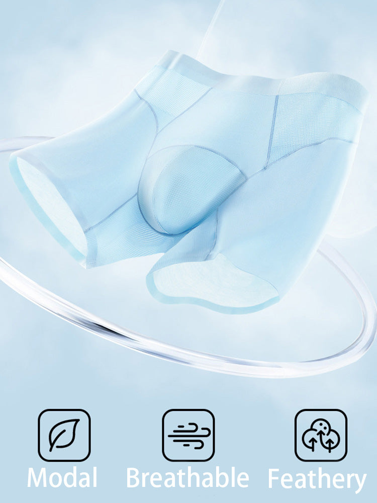 2 Pack Men's  Modal Seamless Antibacterial Anti-Chafing Leg Boxers Briefs & Midway Briefs