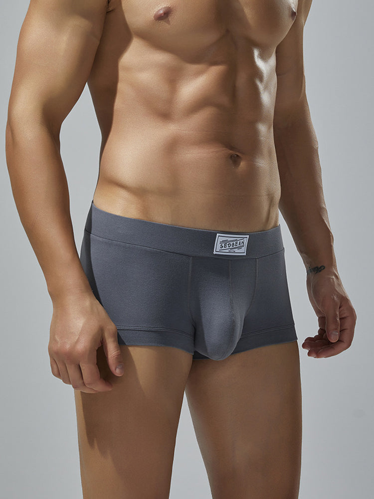 2 Pack Men's Low-Rise Solid Breathable Cotton Trunks