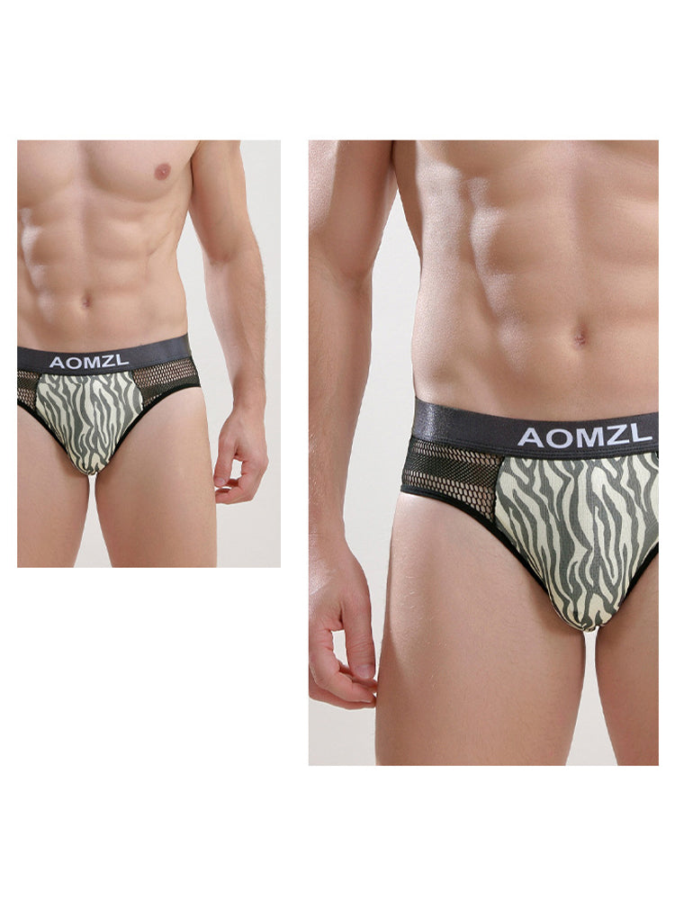 4-pack Men's Sexy Leopard Print Ice Silk Mesh Briefs