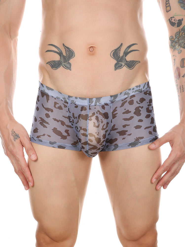 4 Pack Leopard Print See-through Mesh Trunks