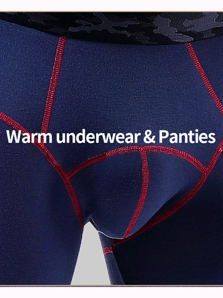 Men's Autumn Johns Underwear 2 in 1 Design Warm Polyester Tights