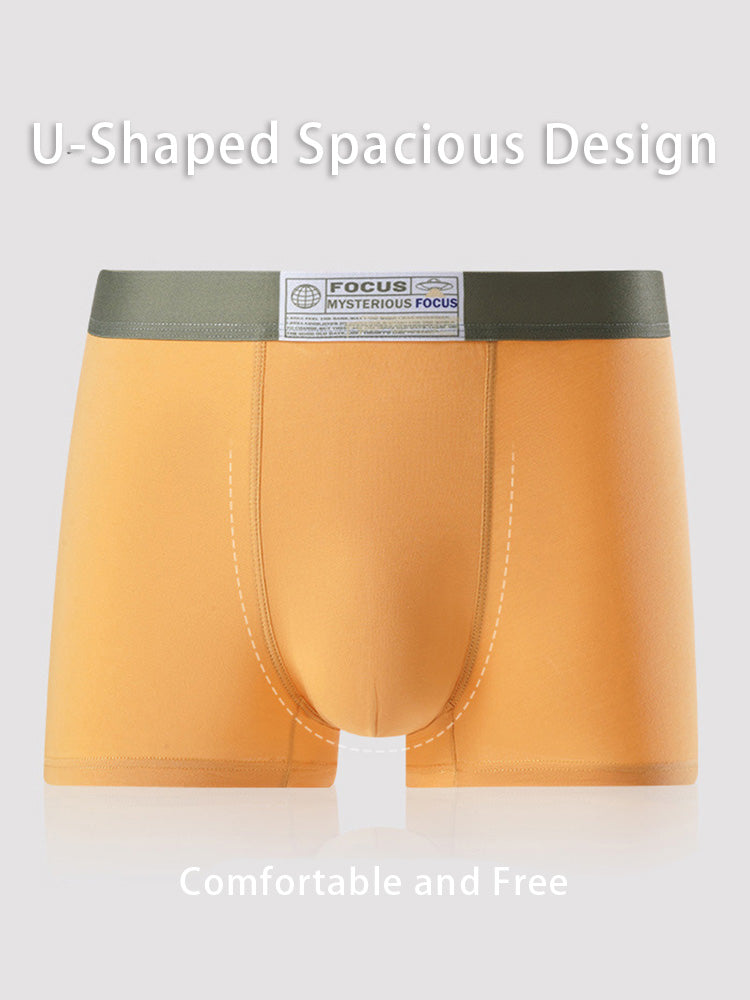 3 Pack Men's Cotton Breathable Antibacterial Quick-Dry U-Shaped Trunks