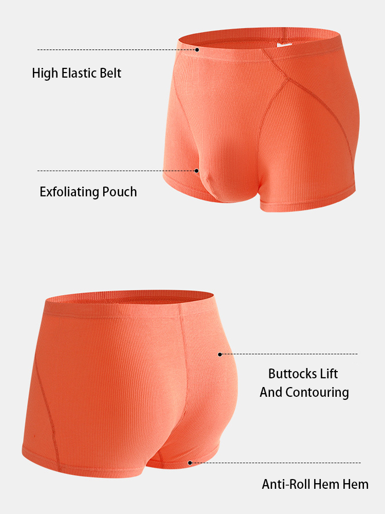 3 Pack Men's Breathable Comfort U-Shaped Raised Pocket Ribbed Briefs