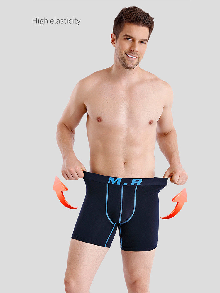 4 Pack Men's Comfortable Cotton Anti-Chafing High Elasticity Sports Boxer Briefs