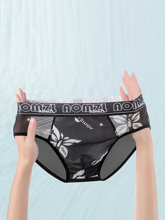 4-pack Men's Sexy Leopard Print Ice Silk Mesh Briefs