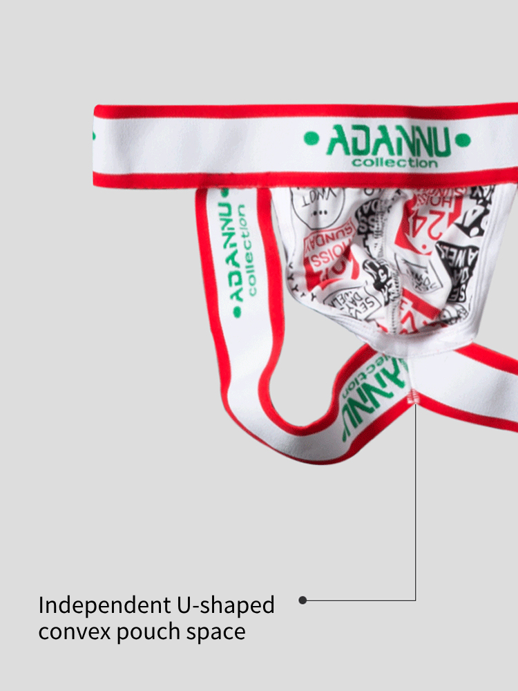 3-pack Men's Low-rise Wide-hem Elastic Printed Hip-baring Thongs