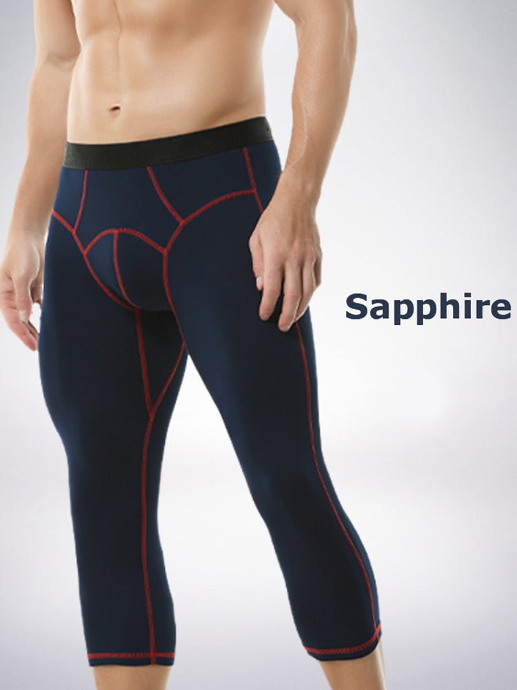 2-pack Men's Large Size High Elastic U-shaped Convex Pocket Warm Cropped Trousers