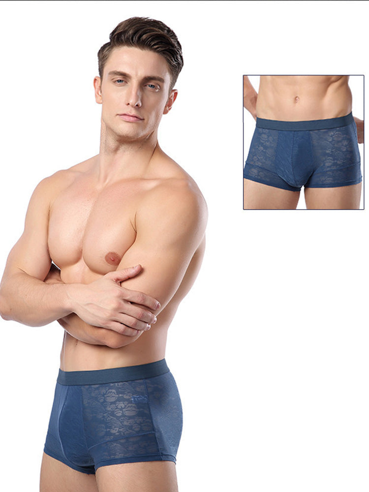 2-pack Men's Ice Silk Breathable Printed Hollow Boxer Briefs