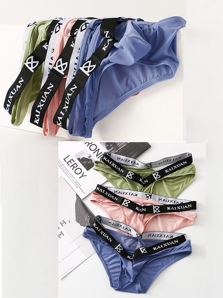 3 Pack Men's Sexy Ice Silk Mesh Breathable Erotic Briefs