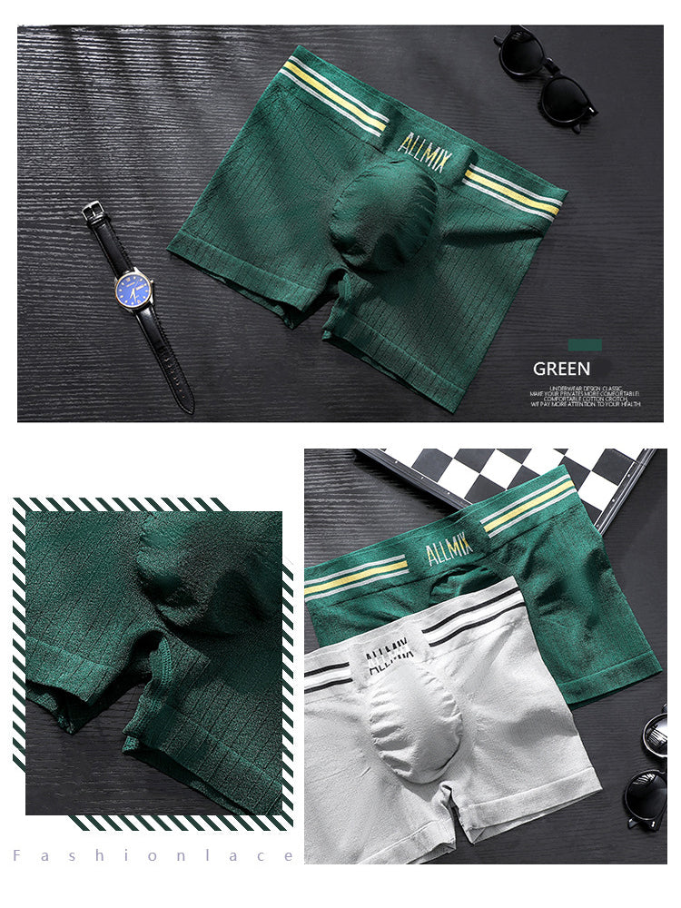 3 Pack ALLMIX Men's Sexy Striped Seamless Low Waist Boxers Briefs