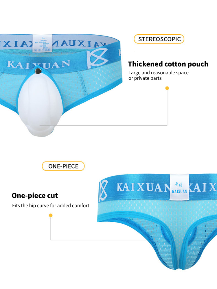 2 Pack Men's Breathable Mesh Removable U-Shaped Pocket Thongs