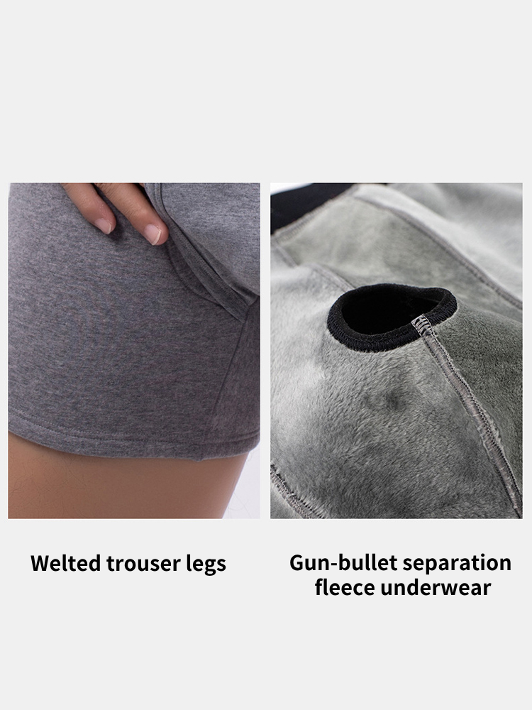 2 Pack Men's Solid Color Bullet Separated U-Pocket Plush Boxer Briefs