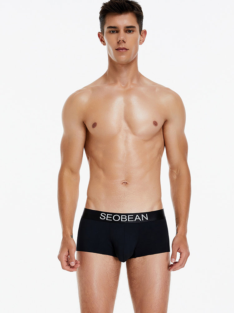 3 Pack Men's  Ice Silk Solid Color Breathable Antibacterial Trunks