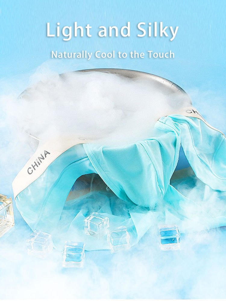 4 Pack Men's Ice Silk Antibacterial U-Convex Pouch Briefs
