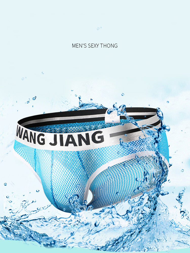 2 Pack Men's Sexy Mesh Sheer Briefs with U-Shaped Pocket