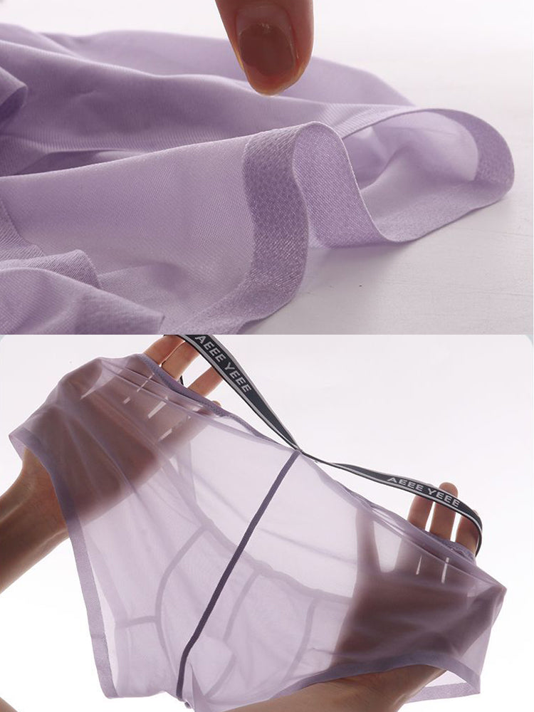 Men's Transparent Ice Silk Waistband Separate Briefs