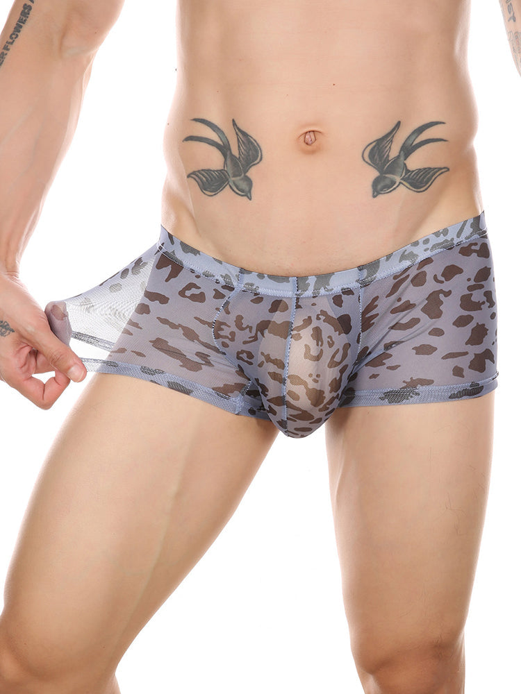 4 Pack Leopard Print See-through Mesh Trunks
