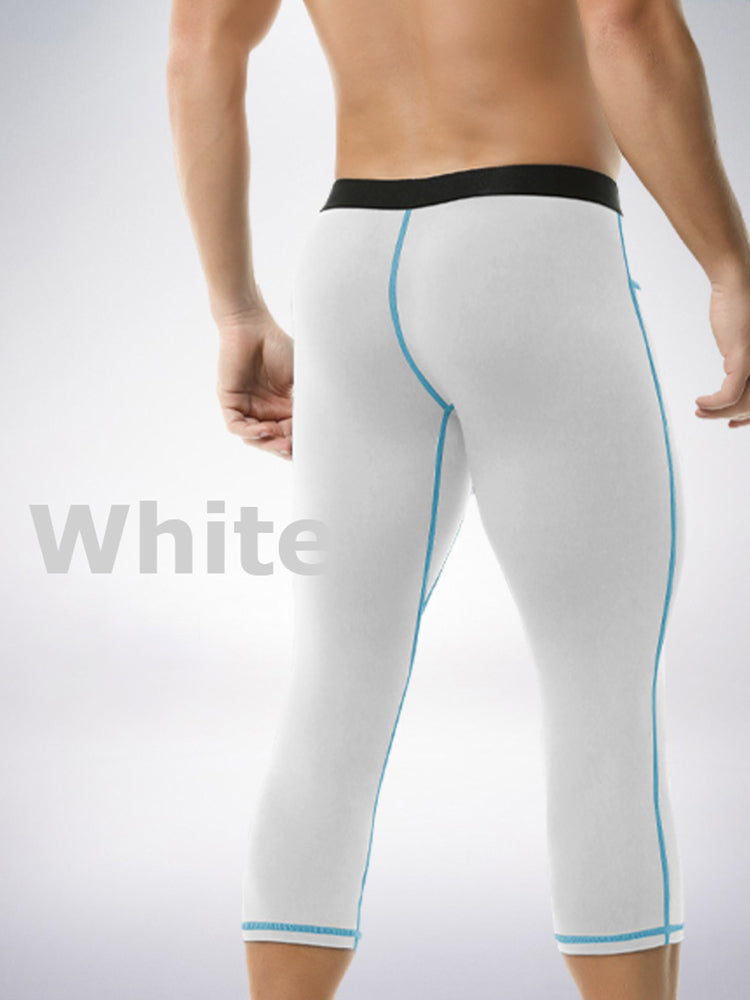 2-pack Men's Large Size High Elastic U-shaped Convex Pocket Warm Cropped Trousers