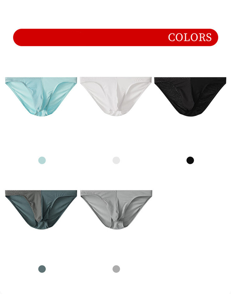 3 Pack Men's Mesh Sexy Low Waist Big Pouch Briefs