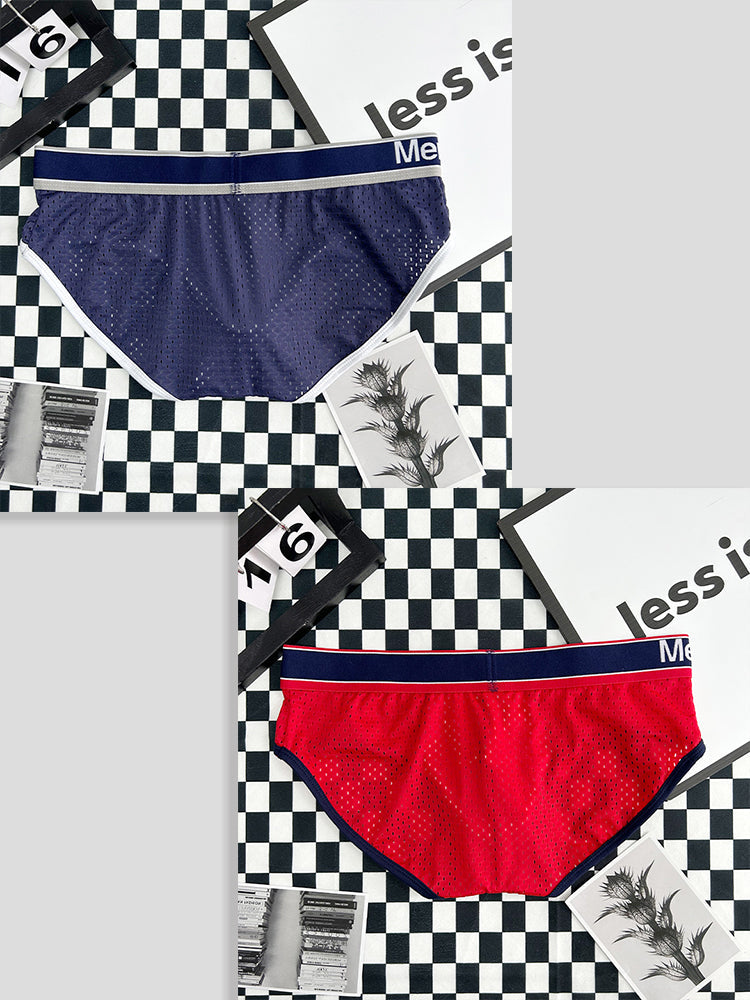 2 Pack Men's Breathable Mesh Comfortable U-convex Large Pouch Sports Briefs
