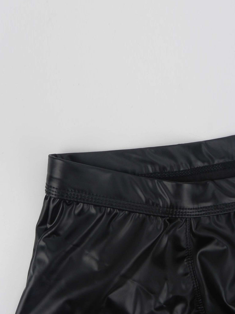 2-pack Men's Leather Hollow Hip-revealing Large Pouch Boxer Briefs