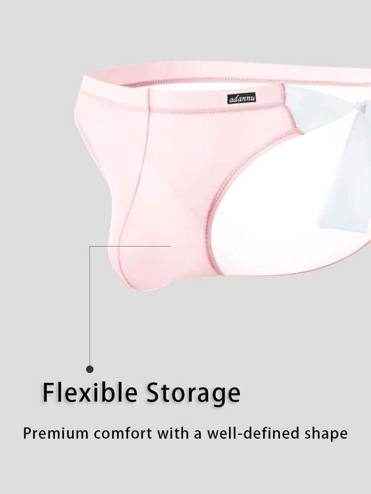 2 Pack Men's Nylon Ultra-Thin Breathable Semi-Transparent Sexy Briefs