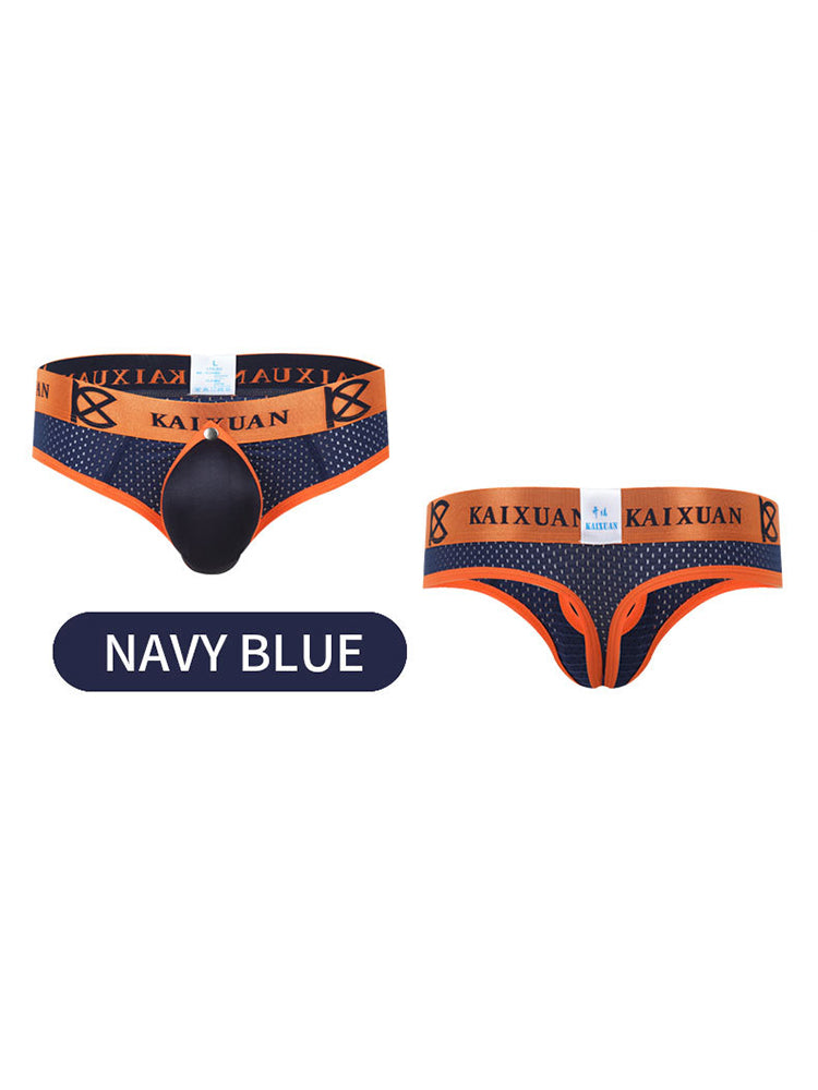 2 Pack Men's Breathable Mesh Removable U-Shaped Pocket Thongs
