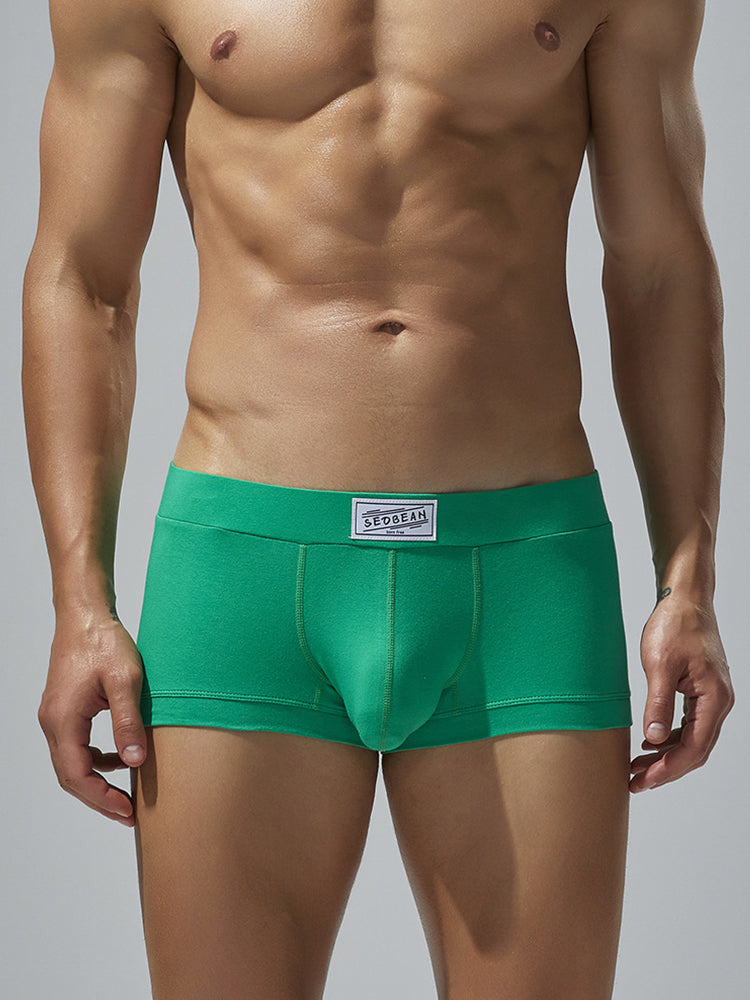 2 Pack Men's Low-Rise Solid Breathable Cotton Trunks