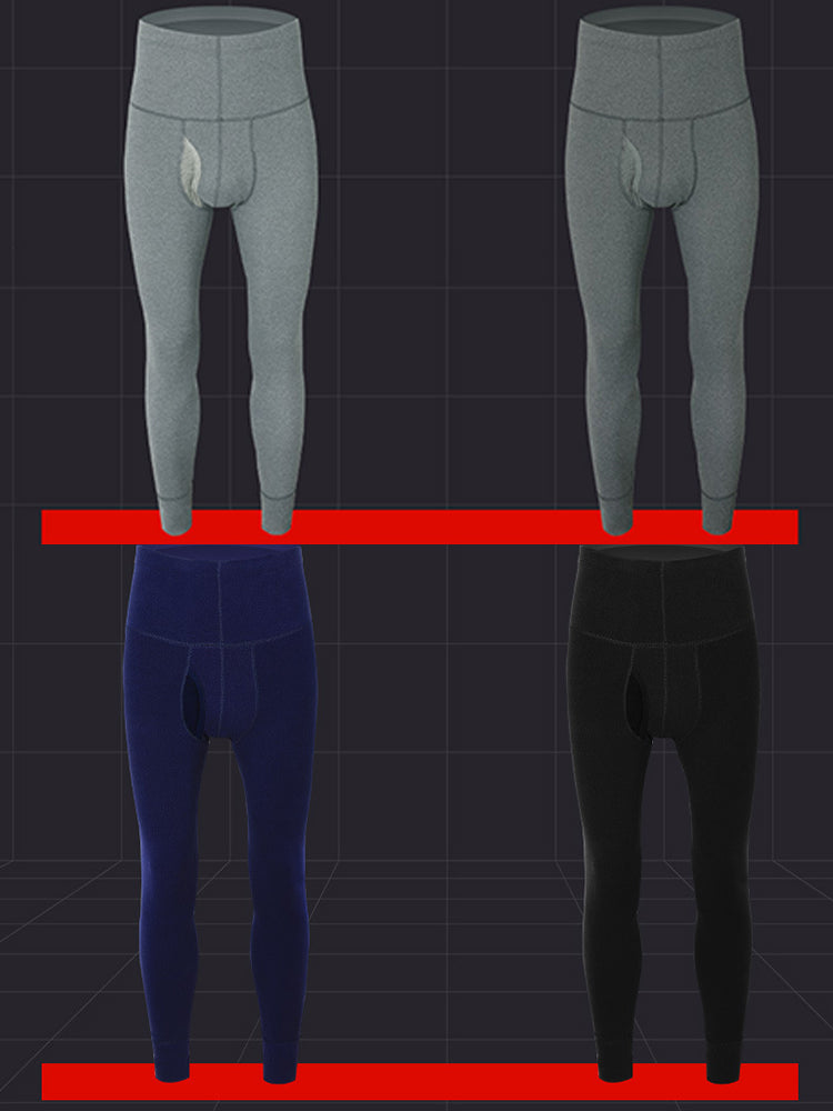 Men's High Waist Plus Fleece Cotton Warm Pants with  with Fly