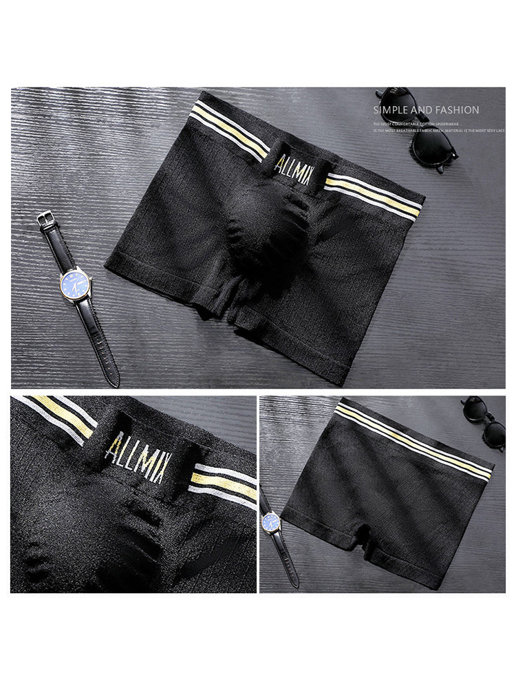 3 Pack ALLMIX Men's Sexy Striped Seamless Low Waist Boxers Briefs