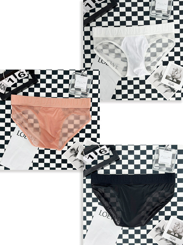 2-pack Men's Sexy Semi-transparent Ribbed Briefs
