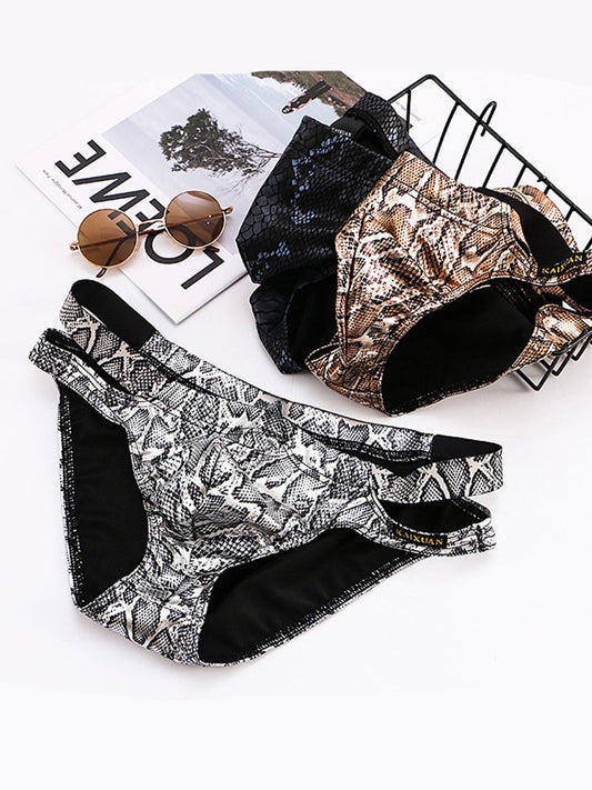 2-pack Men's Snake Print Hollow Briefs