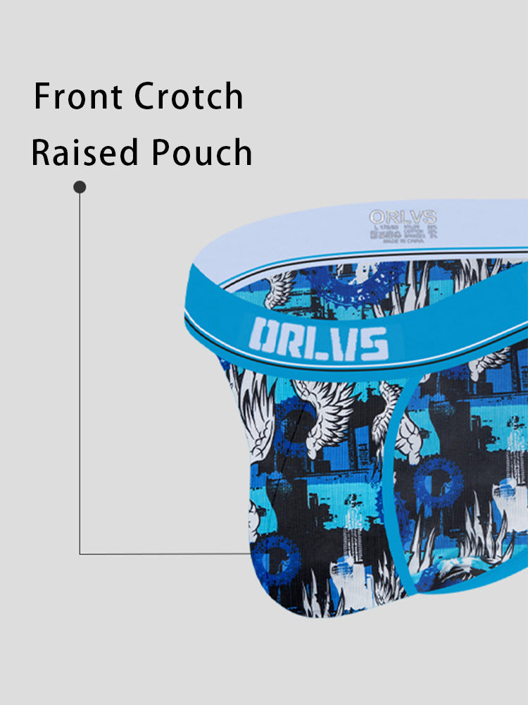 2 Pack Men's Breathable Ice Silk High-Cut Printed Bikini