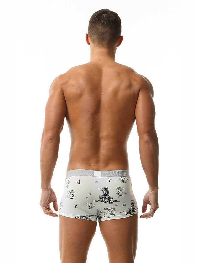 2 Pack Men's U-Pouch Side Vent Printed Trunks