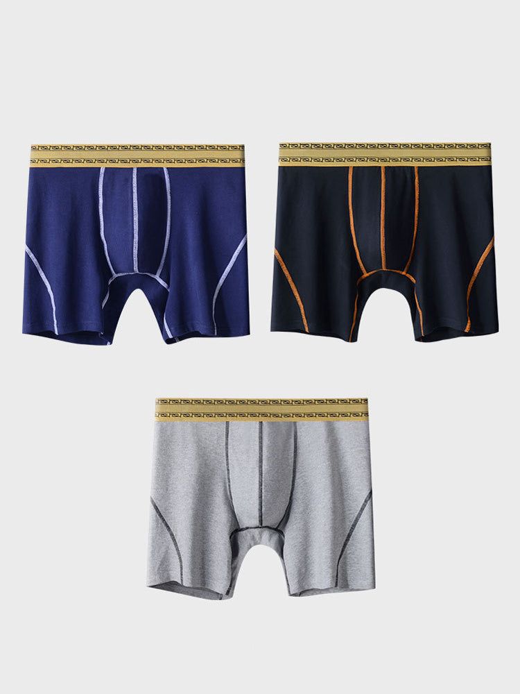 2 Pack Men's Pure Cotton Anti-Chafing Breathable Sports Boxer Briefs