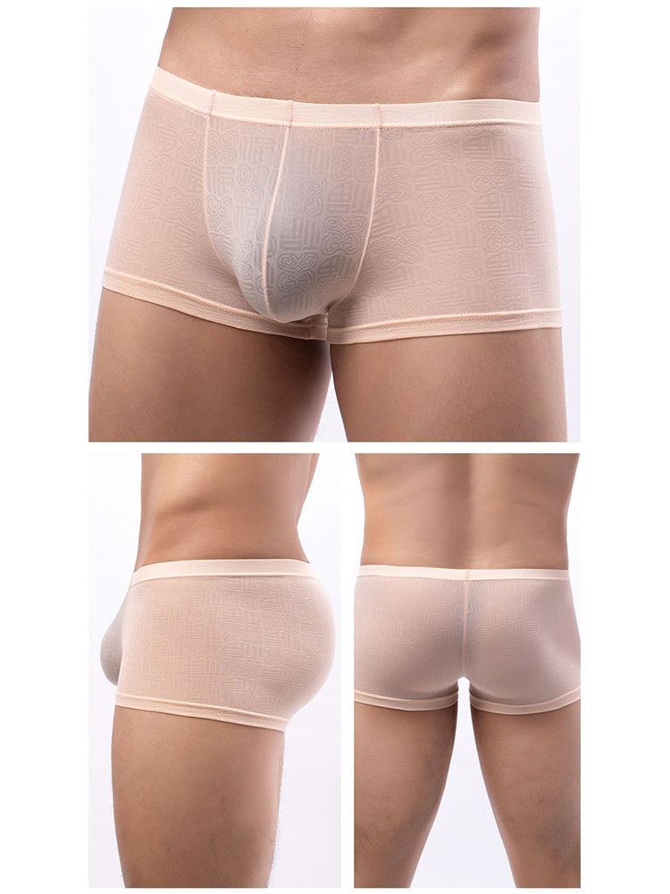 4 Pack Men's Sexy Breathable Jacquard Trunks