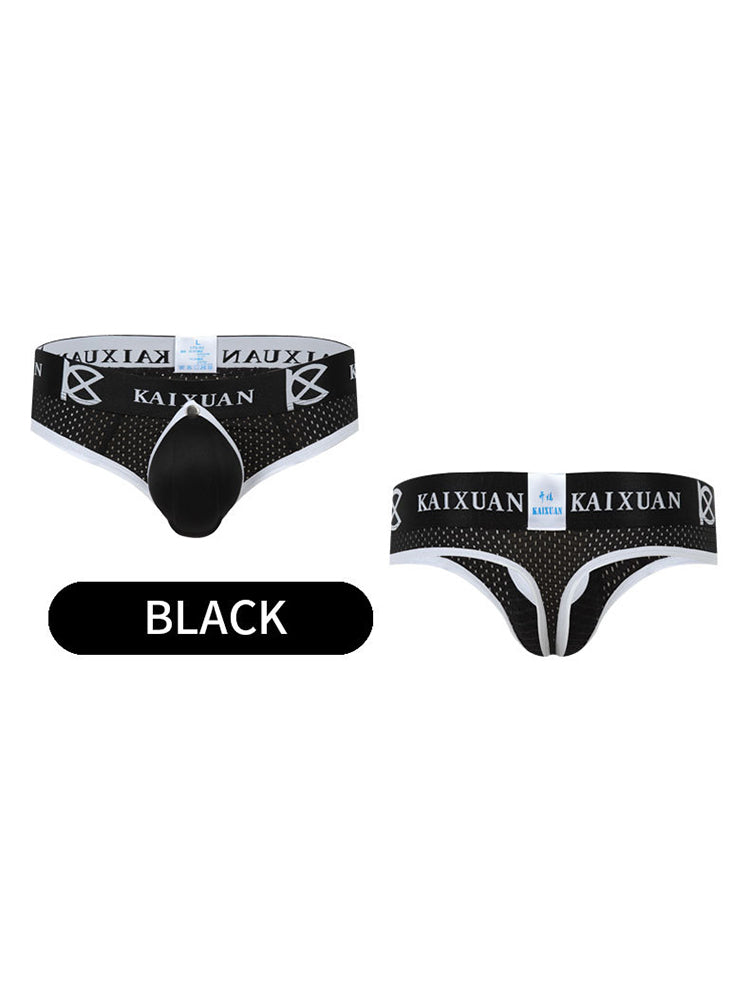 2 Pack Men's Breathable Mesh Removable U-Shaped Pocket Thongs
