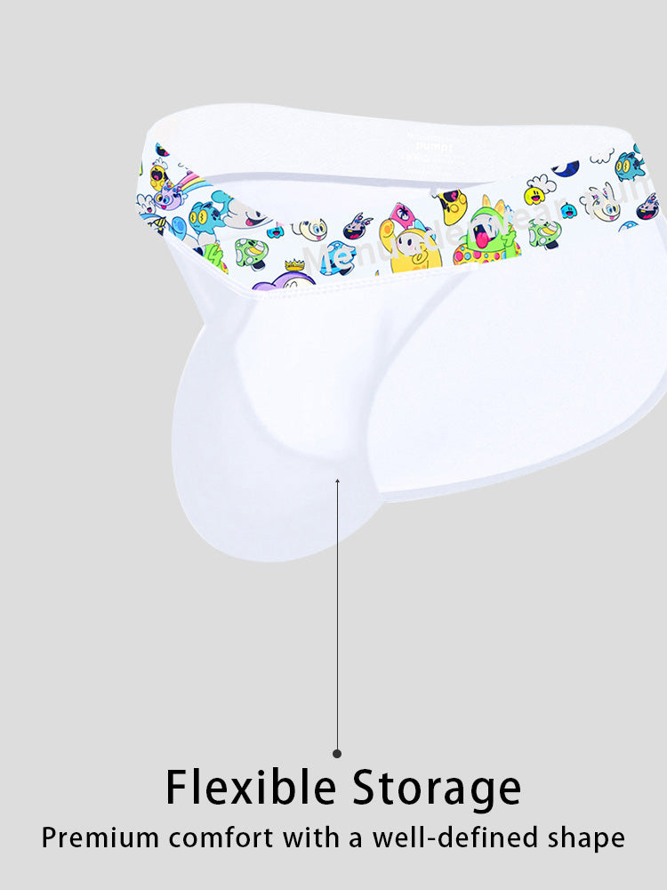 2 Pack Men's High-Cut Cartoon Waistband Breathable Semi-Transparent Bikini