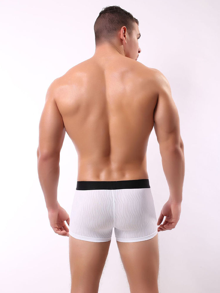 3 Pack Men's Striped U-Pouch Low-Rise Breathable Slim-Fit Trunks