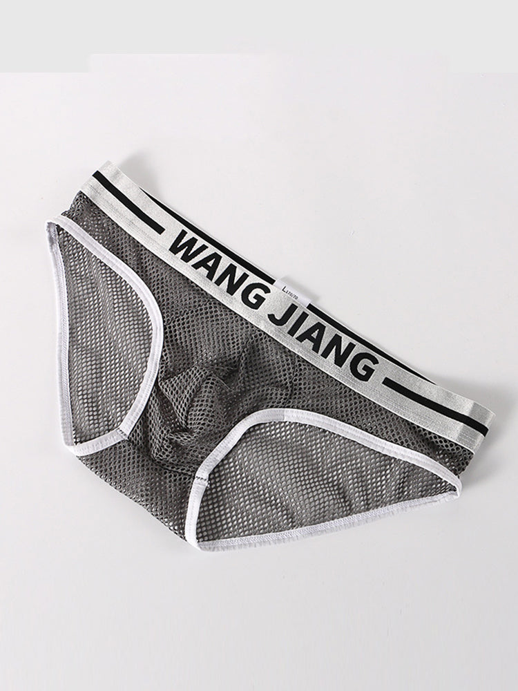 2 Pack Men's Sexy Mesh Sheer Briefs with U-Shaped Pocket