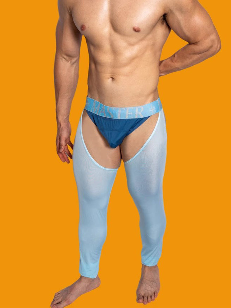 Men's Low-Waist Sexy Hollow Silk-Smooth Semi-Transparent Thermal Pants