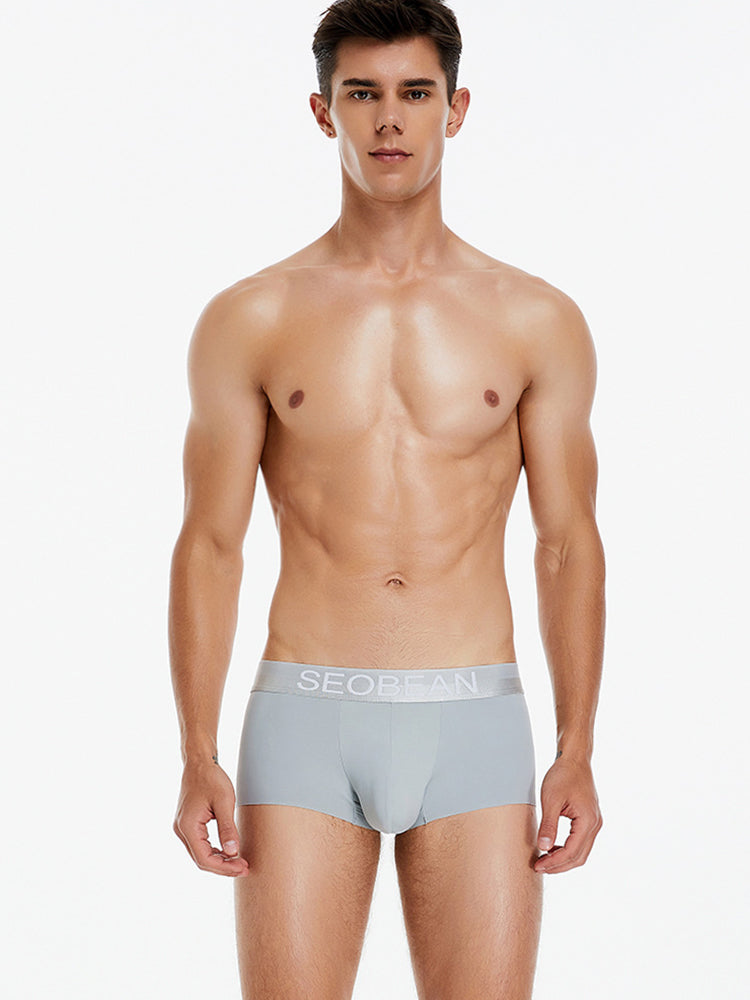 3 Pack Men's  Ice Silk Solid Color Breathable Antibacterial Trunks