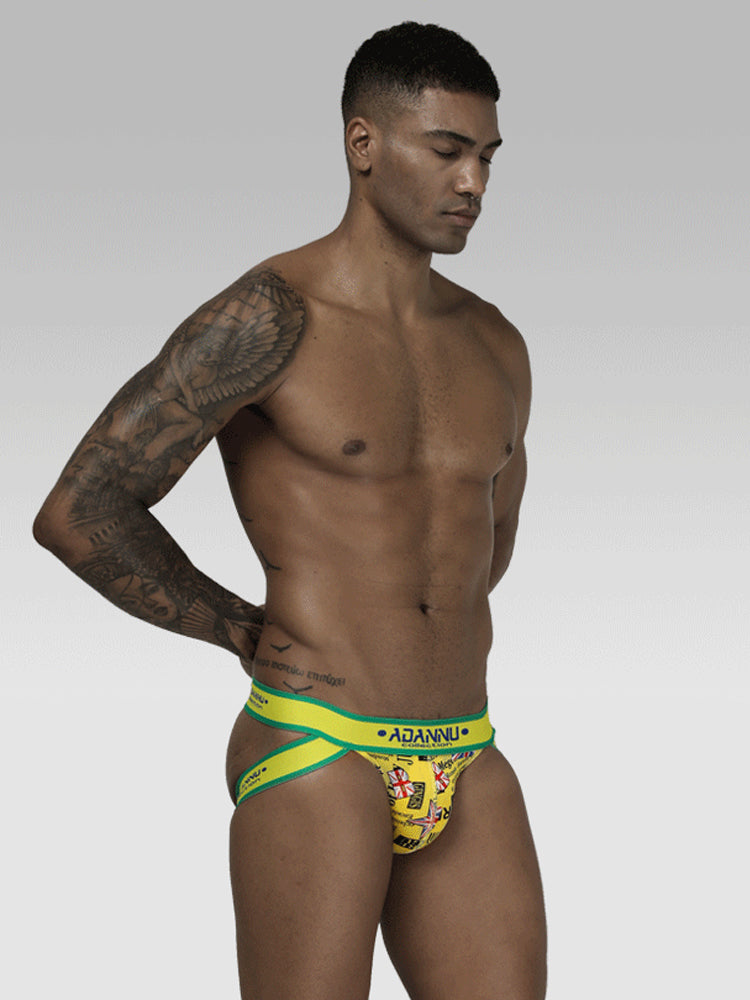 3-pack Men's Low-rise Wide-hem Elastic Printed Hip-baring Thongs