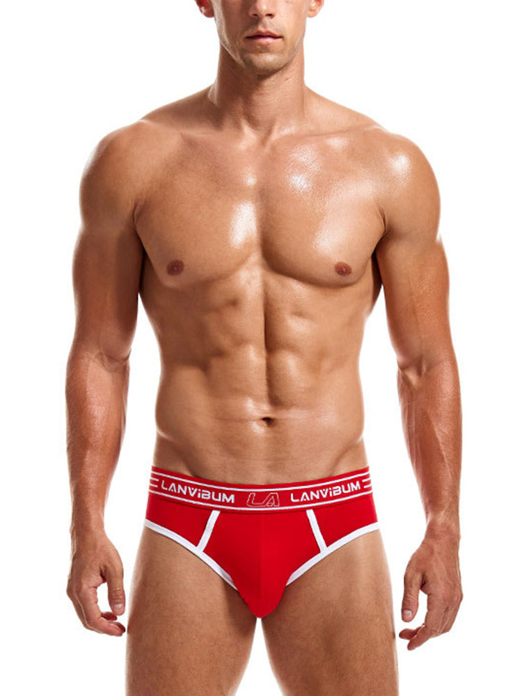 Men's Spliced Color Pouch Briefs